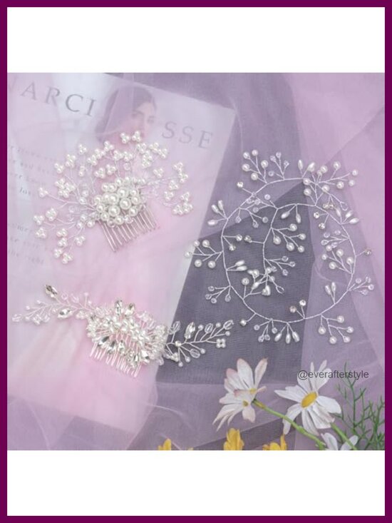 36pcs Silver Pearl Rhinestone Wedding Hair Pins Set Bridal Hair Combs main image 6